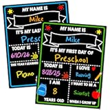 First Day of School Chalkboard, Reusable Back to School Sign, 14 x 11 in Beautiful Double Sized First Day of School Board, Paper Preschool Signs for Kids