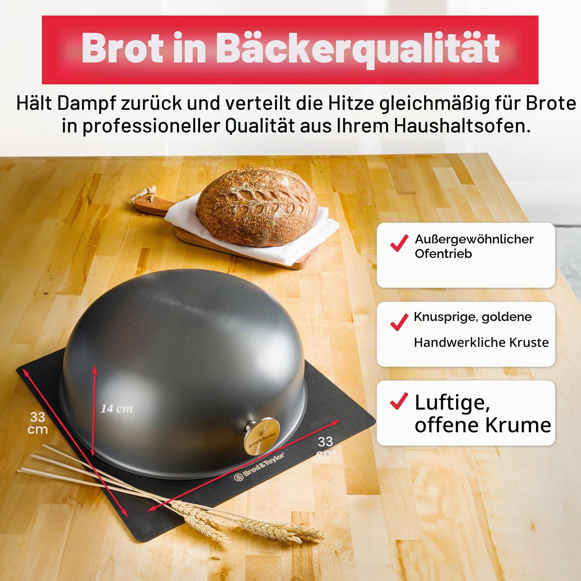 Brod & Taylor Ultraleichte Backschale für Sauerteigbrot (Boule) - kein Vorheizen nötig für knusprige Kruste und gleichmäßiges Backen