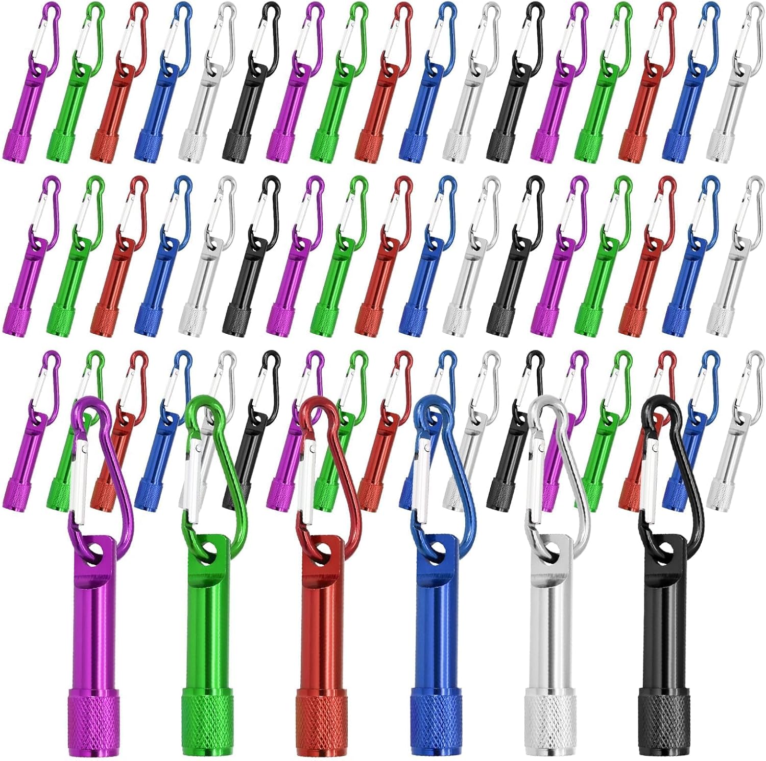48Pcs Mini Keychain Flashlights Bulk with Metal Carabiner - Ultra-Bright LED Emergency Lights for Camping Cycling, Survival Kits (48)