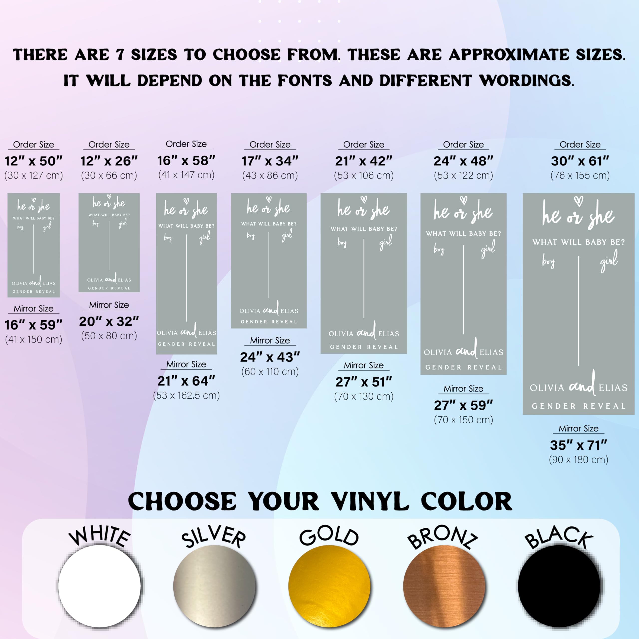 Personalized Baby Shower Mirror Decal – Custom Vinyl Sticker for Welcome Sign, Gender Reveal or Hello Baby Party – Add Name & Date – Baby Girl or Boy Shower Decoration – Mirror Not Included