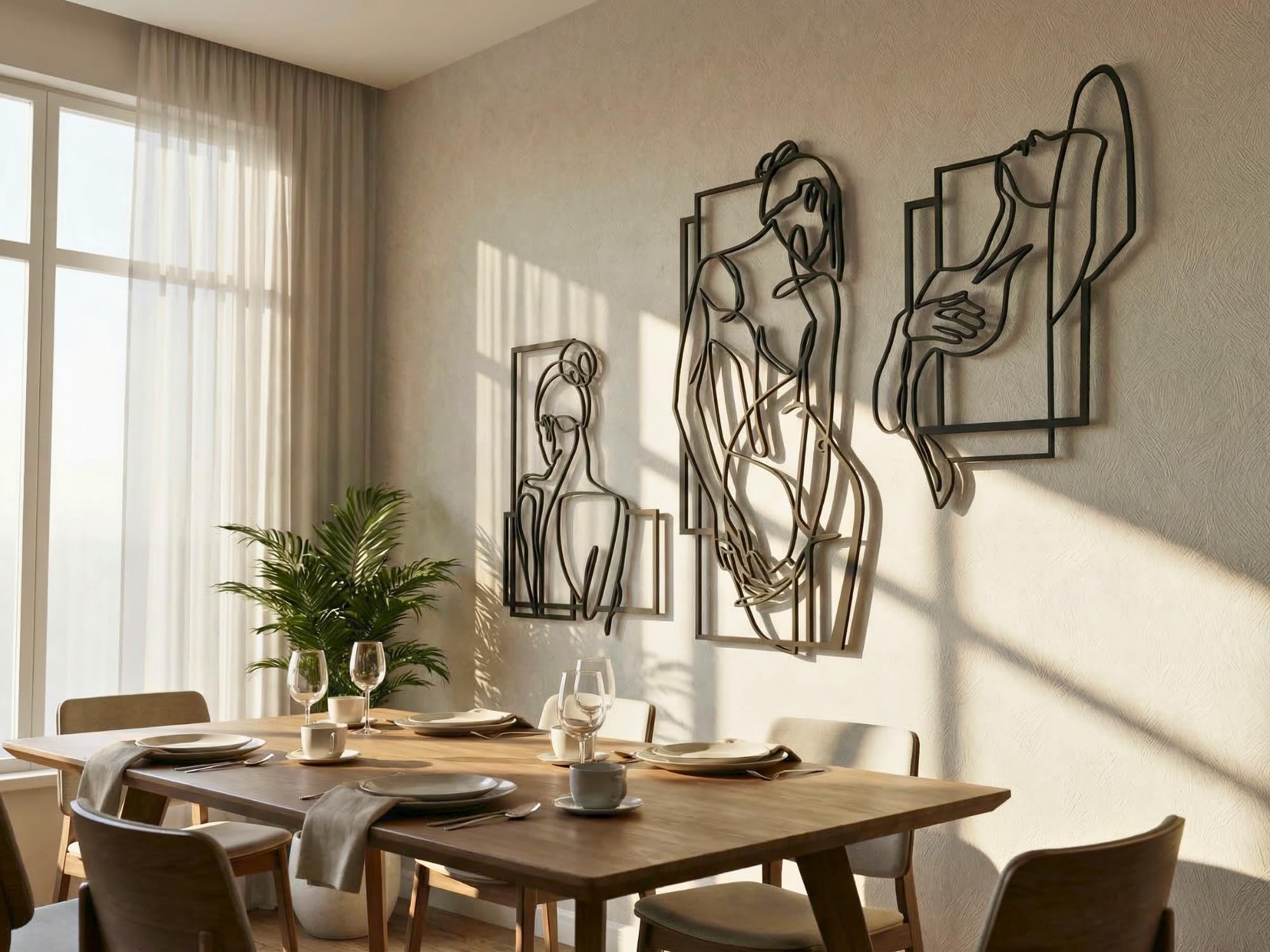 VAILLA Wand Deko Line Art Holz 3D – Wandbild Schlafzimmer Wohnzimmer Büro