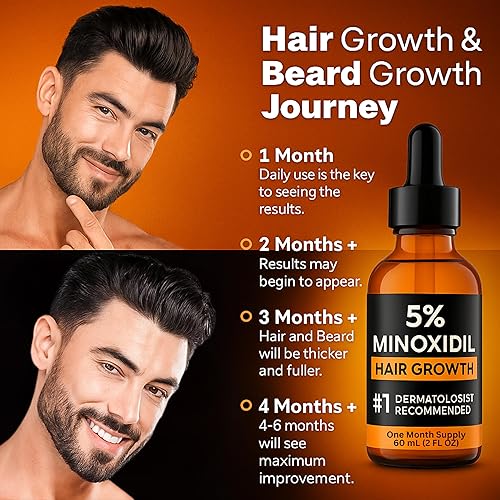 Miniatura 5 de Minoxidil para hombres 5% Tratamiento de crecimiento del cabello extra fuerte  Solución para crecimiento de barba, cuero cabelludo y pérdida de