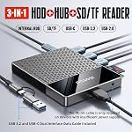 YOTUO Portable Docking Station External Hard Drive 1TB Storage, USB-C Huc + HDD 7-in-1, USB 3.0, SD/TF Card, HDD for Windows, Mac, Android, TV, Phone, Laptop, Desktop, PC (Black, 1TB)