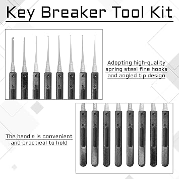 Broken Key Extractor Set,12PCS Precision Lock Repair Tools Set (0.2-0.4mm),Broken Key Extractor Kit for Removing Broken Keys from Car, Home & Door Locks