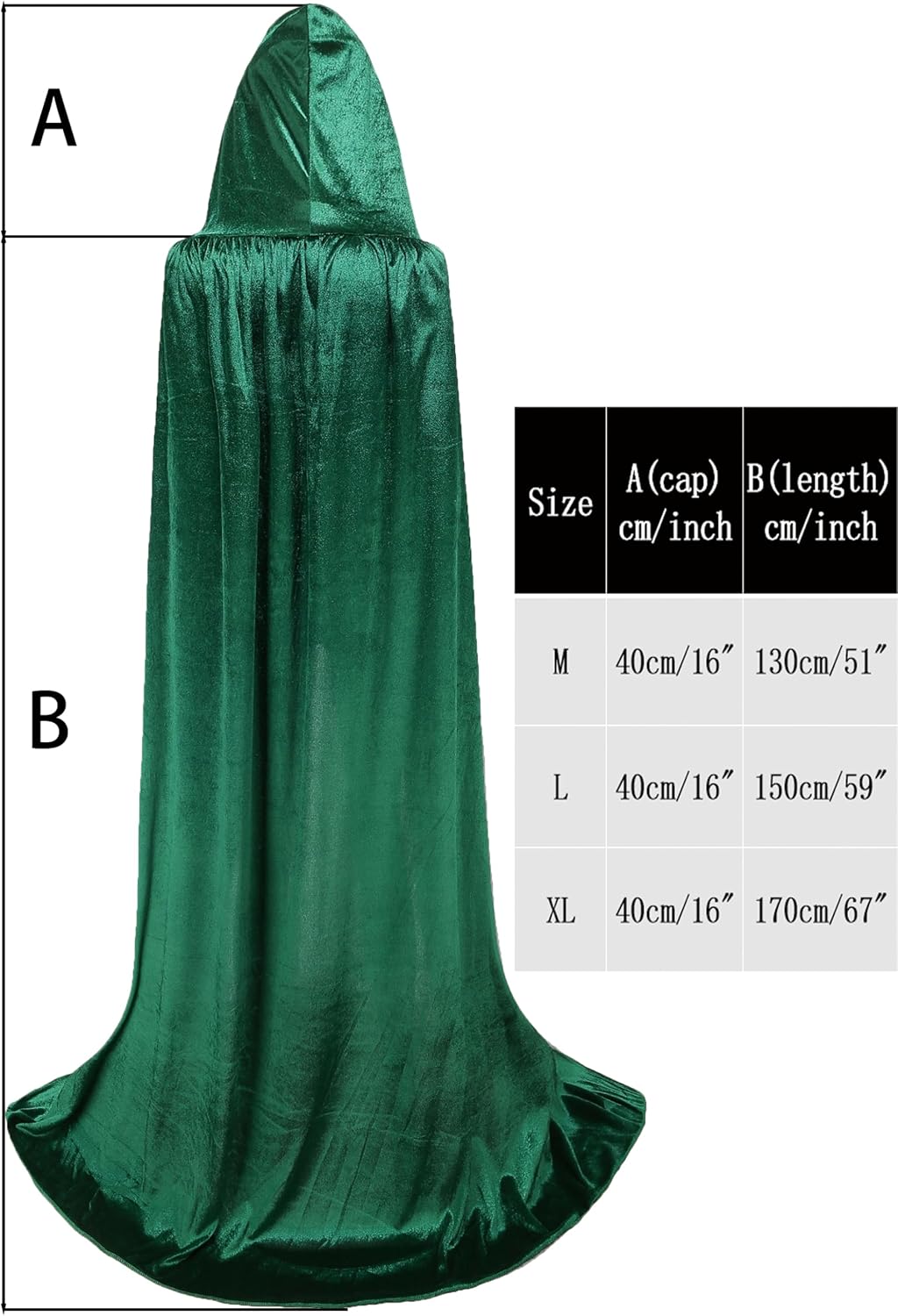 Unisex Hooded Cloak Long Velvet Cape For Halloween Christmas Cosplay Costume - Image 4