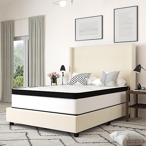 Merrick Lane Hulen - Colchón de espuma híbrido extra firme de 12 pulgadas y certificado CertiPUR-US en una caja