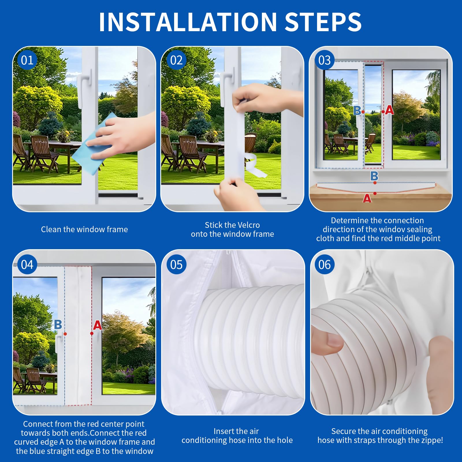 Phantasy® Raamafdichting voor mobiele airconditioners, wasdrogers, afvoerdrogers, hot air stop voor bevestiging aan ramen, dakramen, vleugelramen, geen boorgaten nodig, 300 cm Phantasy® Raamafdichting voor mobiele airconditioners, wasdrogers, afvoerdrogers, hot air stop voor bevestiging aan ramen, dakramen, vleugelramen, geen boorgaten nodig, 300 cm