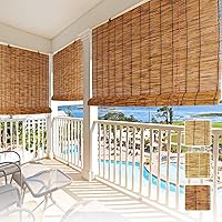 Vista 1 de Lsjoaw Persianas enrollables para exteriores, 52 x 96 pulgadas (ancho x alto), persianas de bambú para patio, persianas romanas enrollables