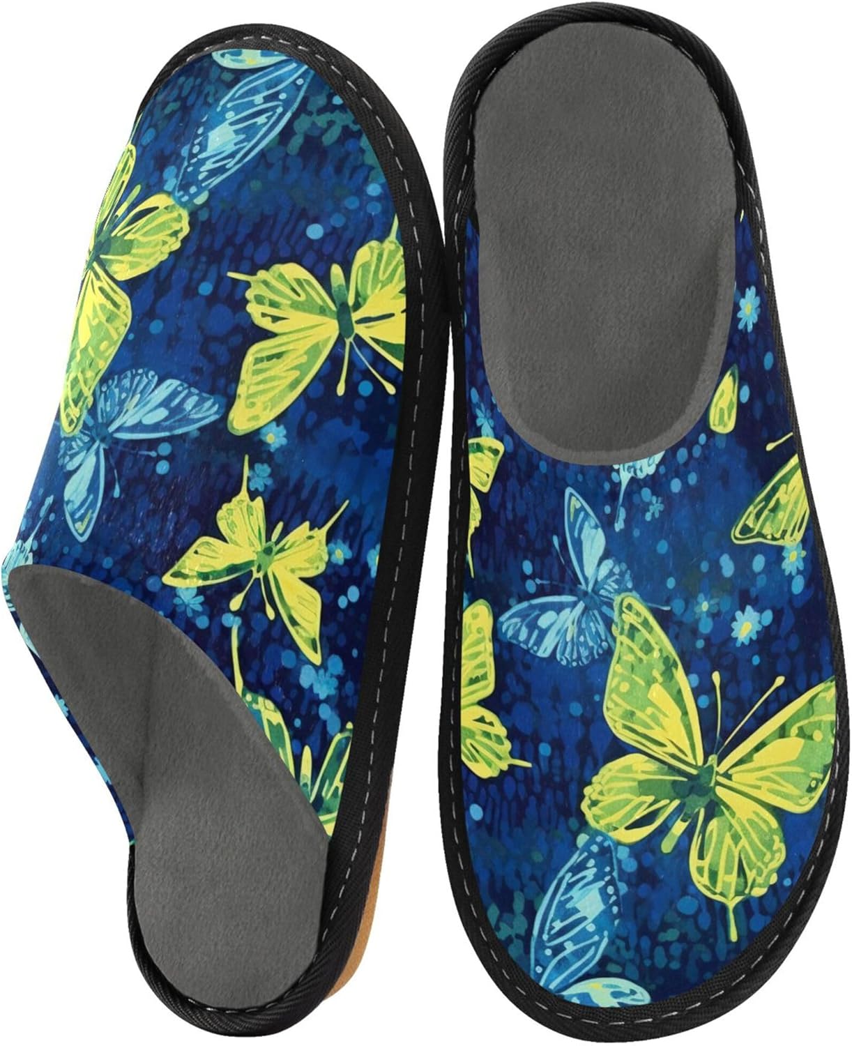 Butterfly House Slippers – Cozy Fuzzy Slippers for Guests, Washable & Disposable, Perfect for Shoeless Home, Spa & Hotel Use A110905