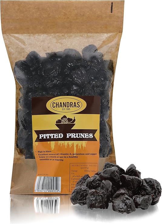 Chandra Whole Foods Pitted Prunes 1KG LowGI Dried Prunes for