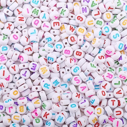 Miniatura 2 de 1000 cuentas acrílicas de letras pequeñas, cuentas redondas de letras acrílicas coloridas del alfabeto para hacer joyas, cuentas del alfabeto
