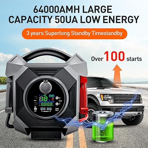 Miniatura 4 de YULU CAT-797 Arrancador de salto ultra potente - 30000A 12V24V batería Booster Pack con cables de puente comerciales, iluminación exterior DCUSB