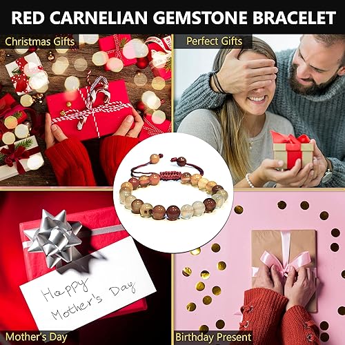 Vista 145 de Adjustable Crystal Bracelet – Gemstone Bead Bracelet with Adjustable Macrame String – Chic Gemstone Bracelet for Men and Women – 8mm Round Healing