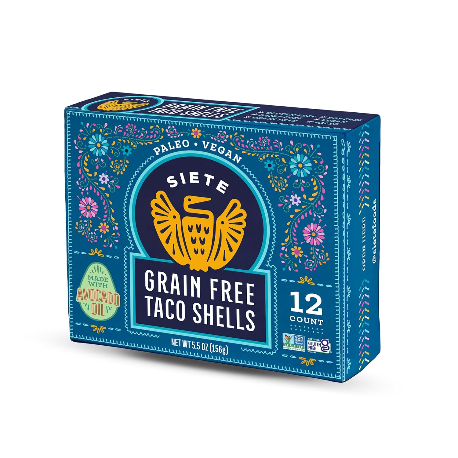 Siete Grain Free Taco Shells | Gluten Free | Paleo | Vegan | Non GMO (Pack of 4)