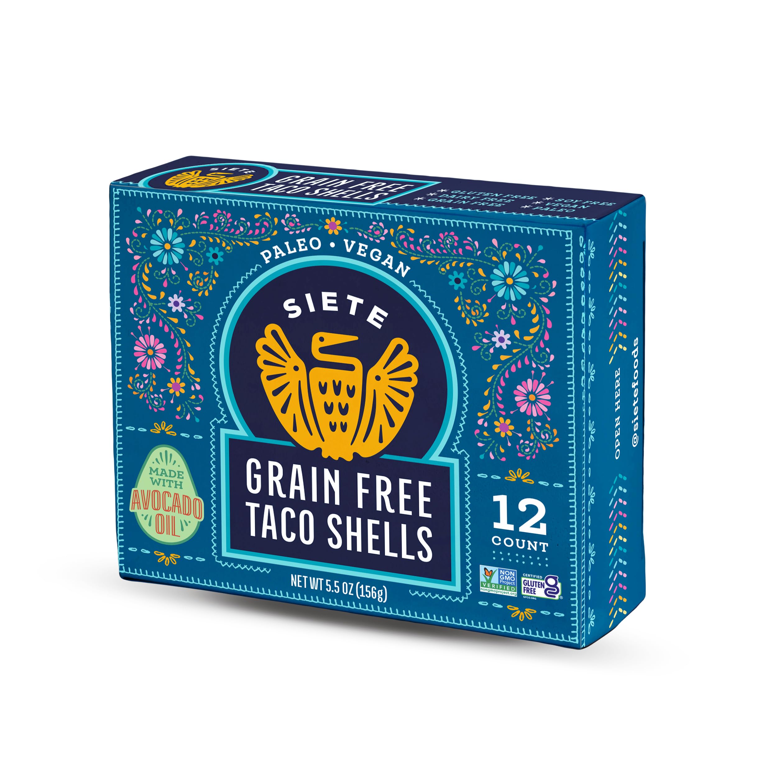 Siete Grain Free Taco Shells | Gluten Free | Paleo | Vegan | Non GMO (Pack of 4)