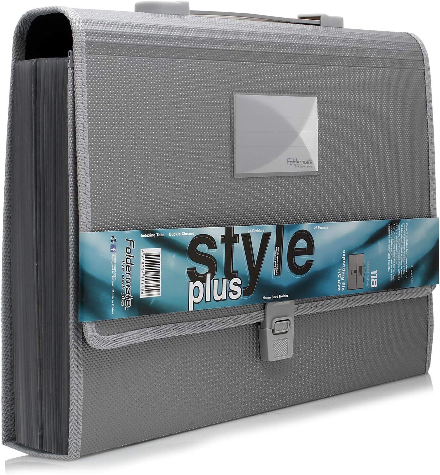 Foldermate 26 Pocket A4 Expanding File, Silver