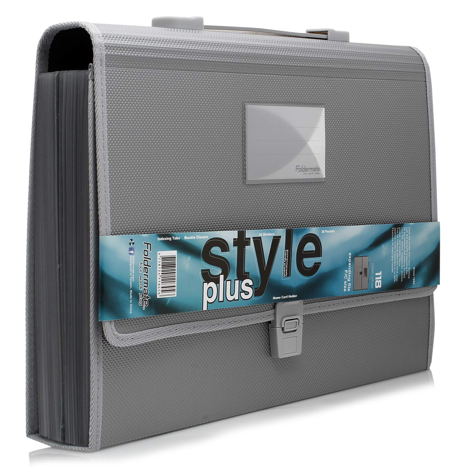Foldermate 26 Pocket A4 Expanding File, Silver