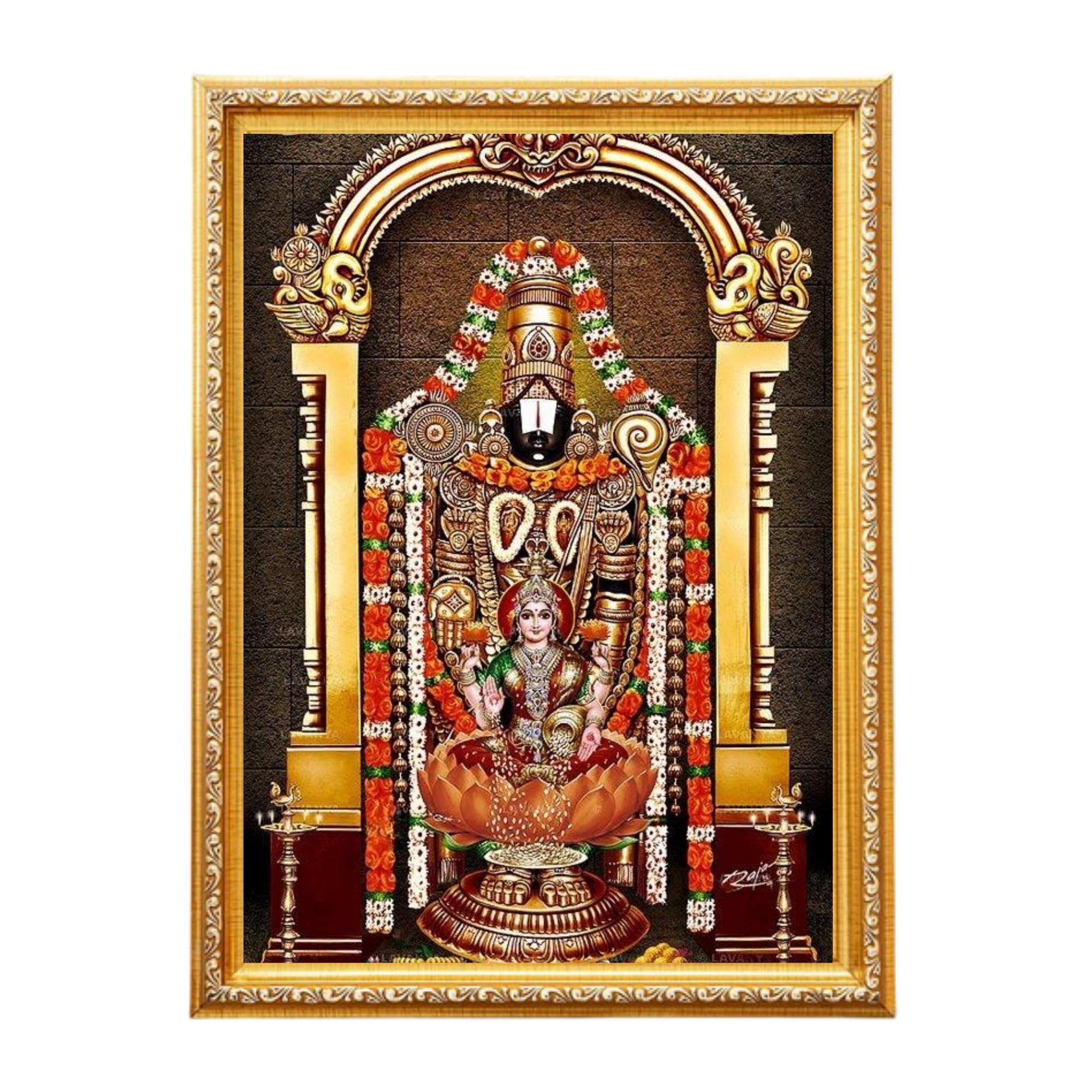 DivaFrames Tirupati Balaji ramka na zdjęcia - Lord Venkateshwara Swamy obraz ścienny do wystroju domu, salonu i pokoju Pooja - ramka na zdjęcia Bóg 25 x 35 cm