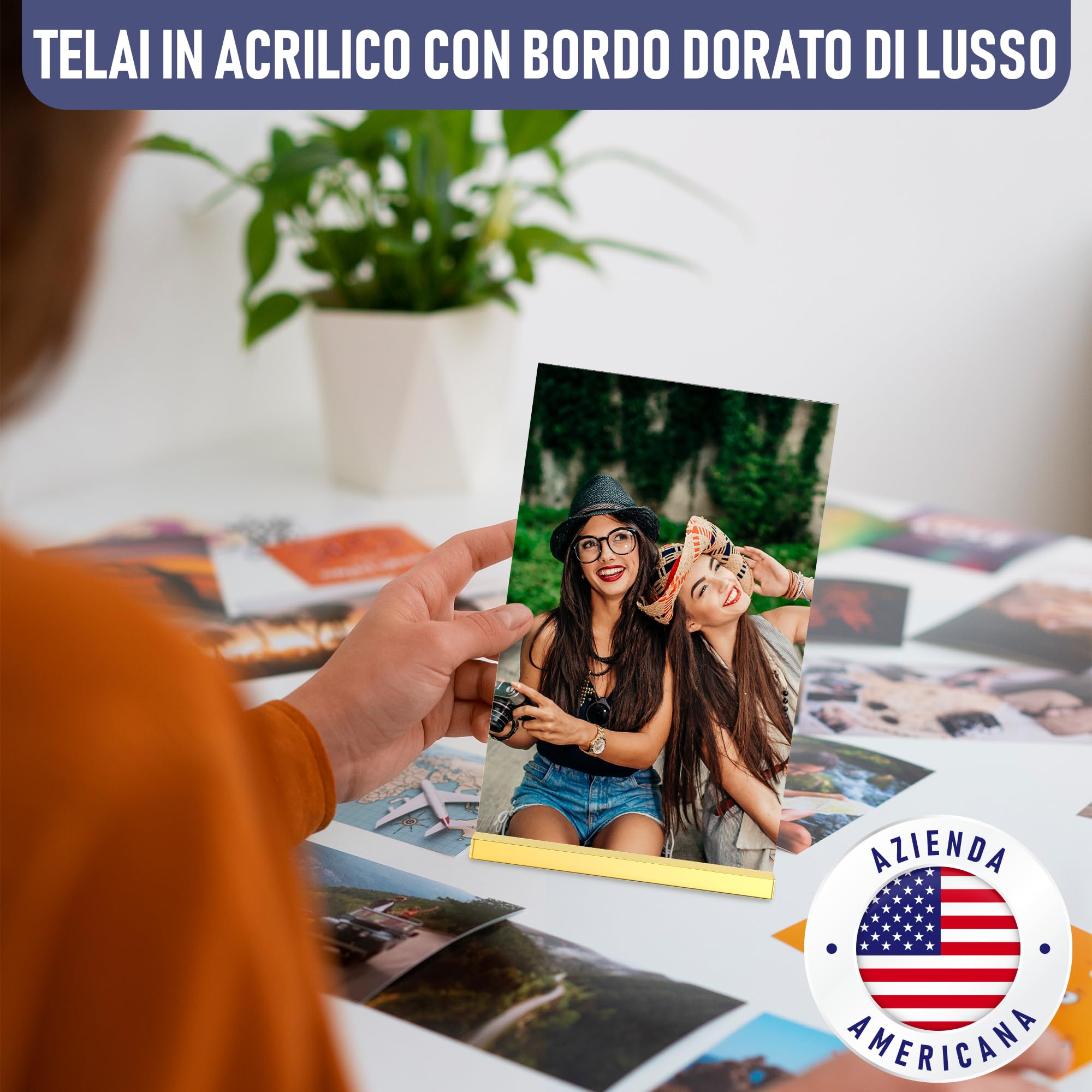 Lussuose cornici in acrilico dorato A4, Confezione da 6, splendide esposizioni fotografiche, migliora l'atmosfera del tuo evento con eleganti segnaposto dorati, supporto per segno dorato