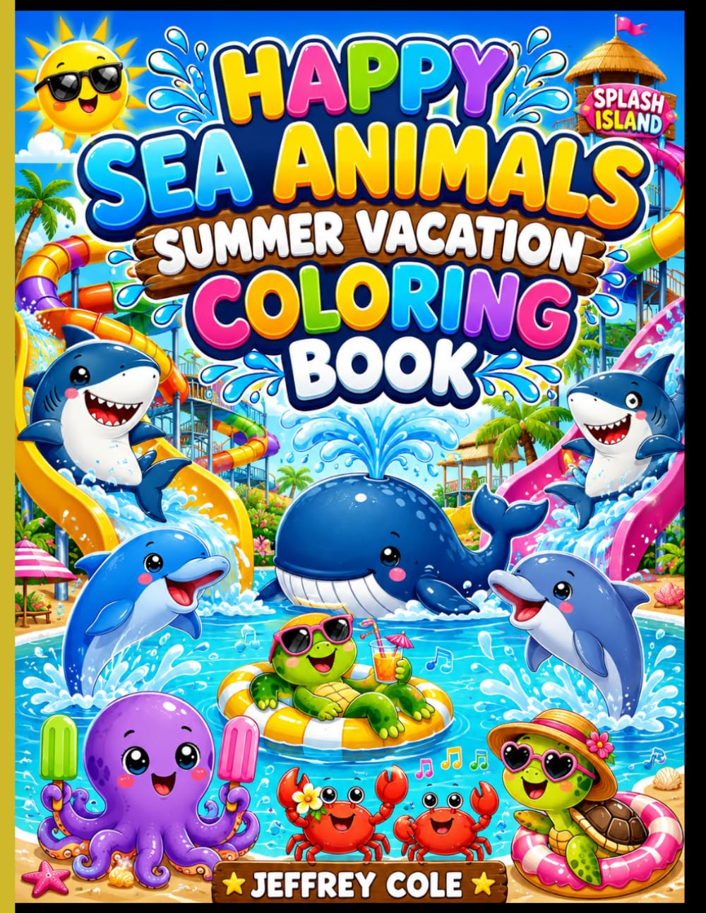 Happy Sea Animals Summer Vacation Coloring Book: Relaxing and Fun Beach-Themed Coloring Pages Featuring Whales, Octopuses, Crabs, and Ocean Friends for Children