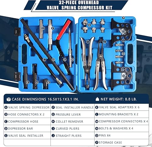 Miniatura 2 de Conjunto de servicio de cabezal de cilindro de compresor de resorte de válvula universal para motor de sobrecarga, removedor de resorte e instalador