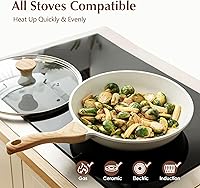 Vista 5 de SENSARTE Nonstick Ceramic Frying Pan Skillet with Lid, 9.5 Inch Omelet Pan, Healthy Non Toxic Chefs Pan, Induction Compatible Egg Pan with Heat