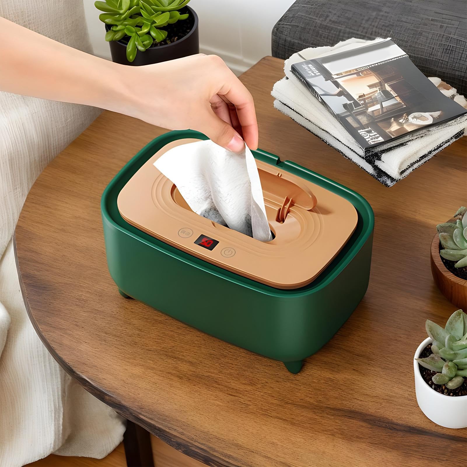 Chauffe-Lingettes Bébé,Dispensateur De Lingettes Pour Couches Bébé Enfant En Bas Âge | Recharge USB, Accessoire Bébé Portable Avec Lumière Pour Voyage Maison Chambre Nursery
