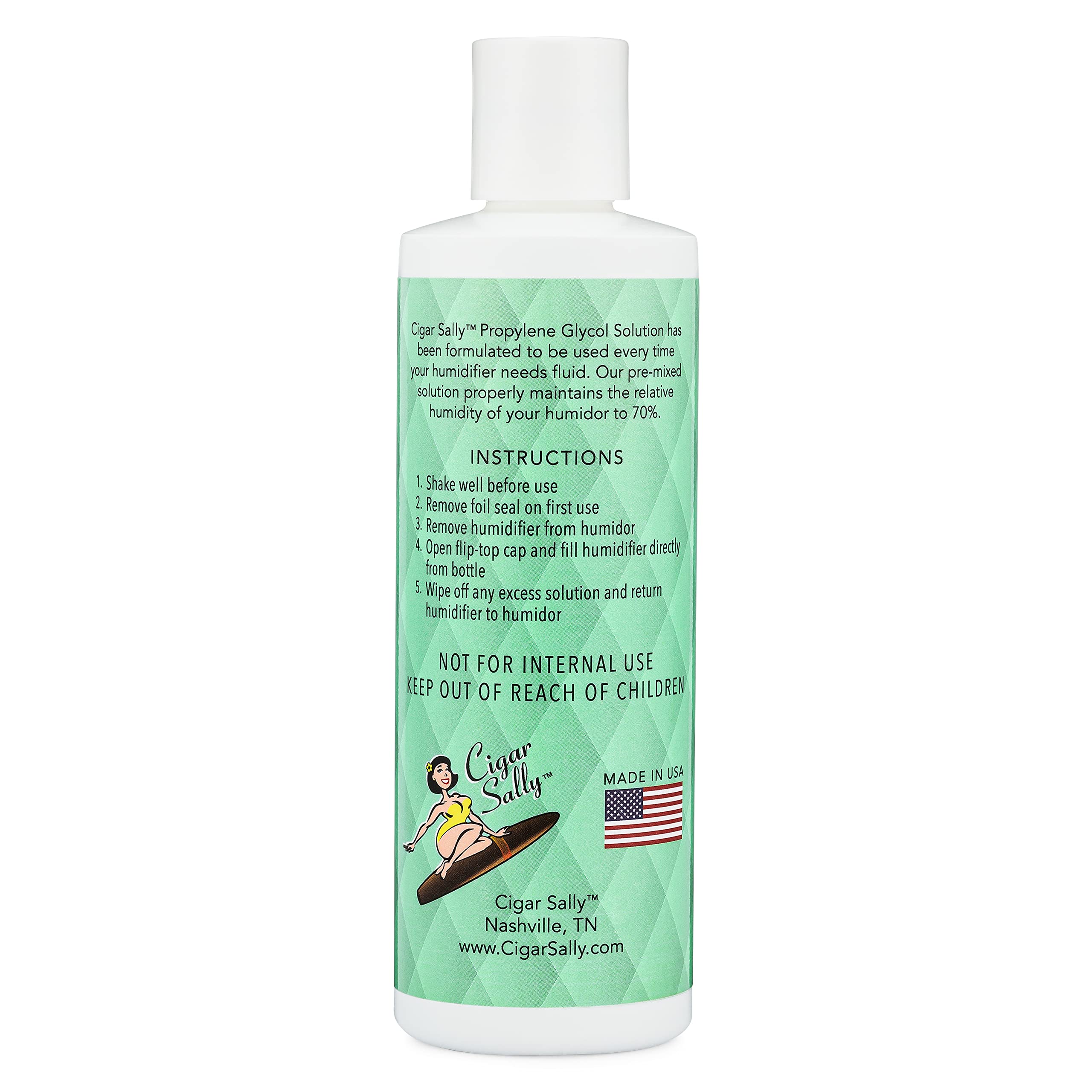 Solution Pour Cave à Cigares - Propylène Glycol Et Eau Distillée - Maintient 70% D'humidité Relative - Bouteille De 7 Oz (environ 3 Mois D'usage)