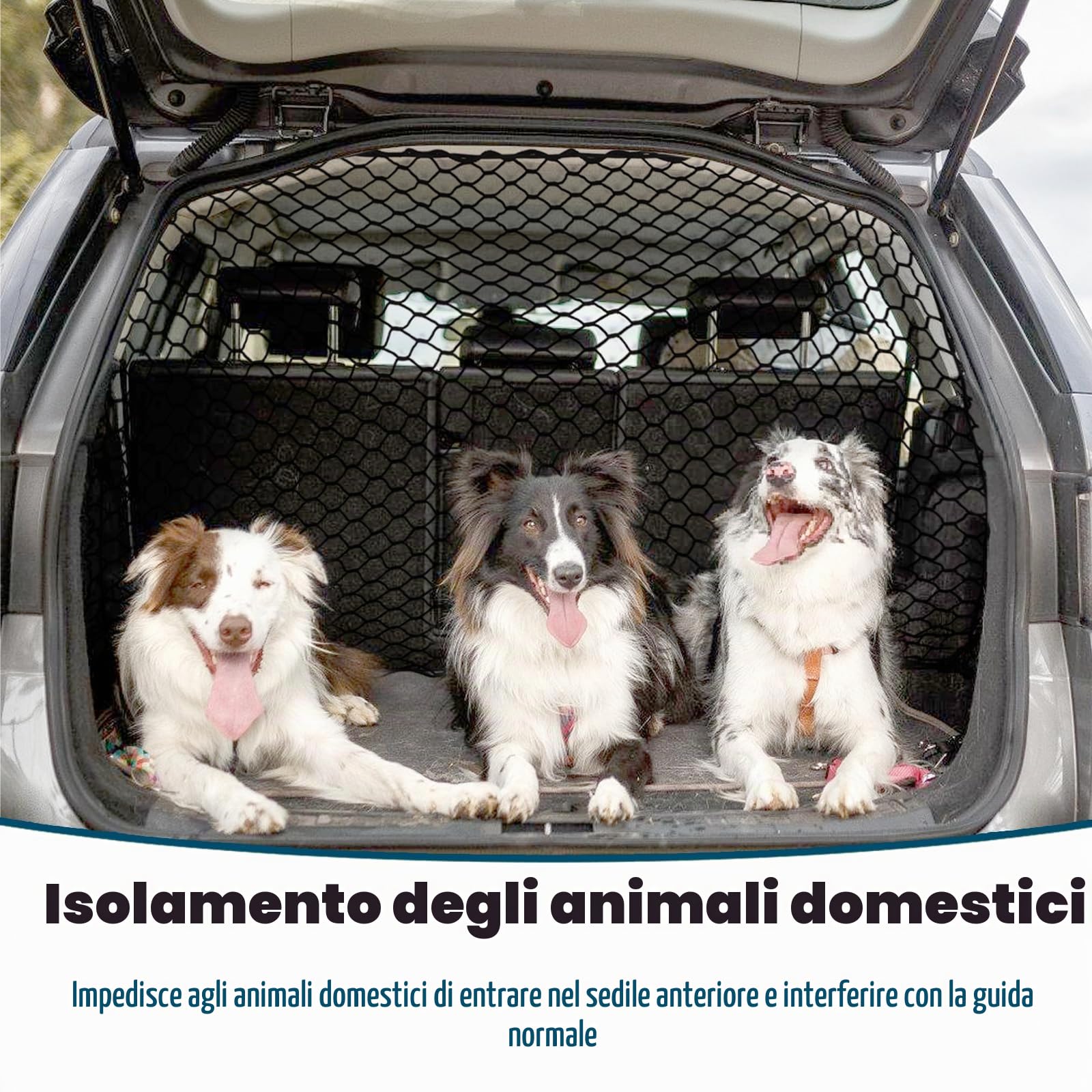 120×70 cm Barriera Rete Auto per Cane, Rete Macchina per Cani Bagagliaio, Porta Barriera Veicolo Regolabile Protettiva per Cani Mesh Sicurezza per Camion SUV Auto