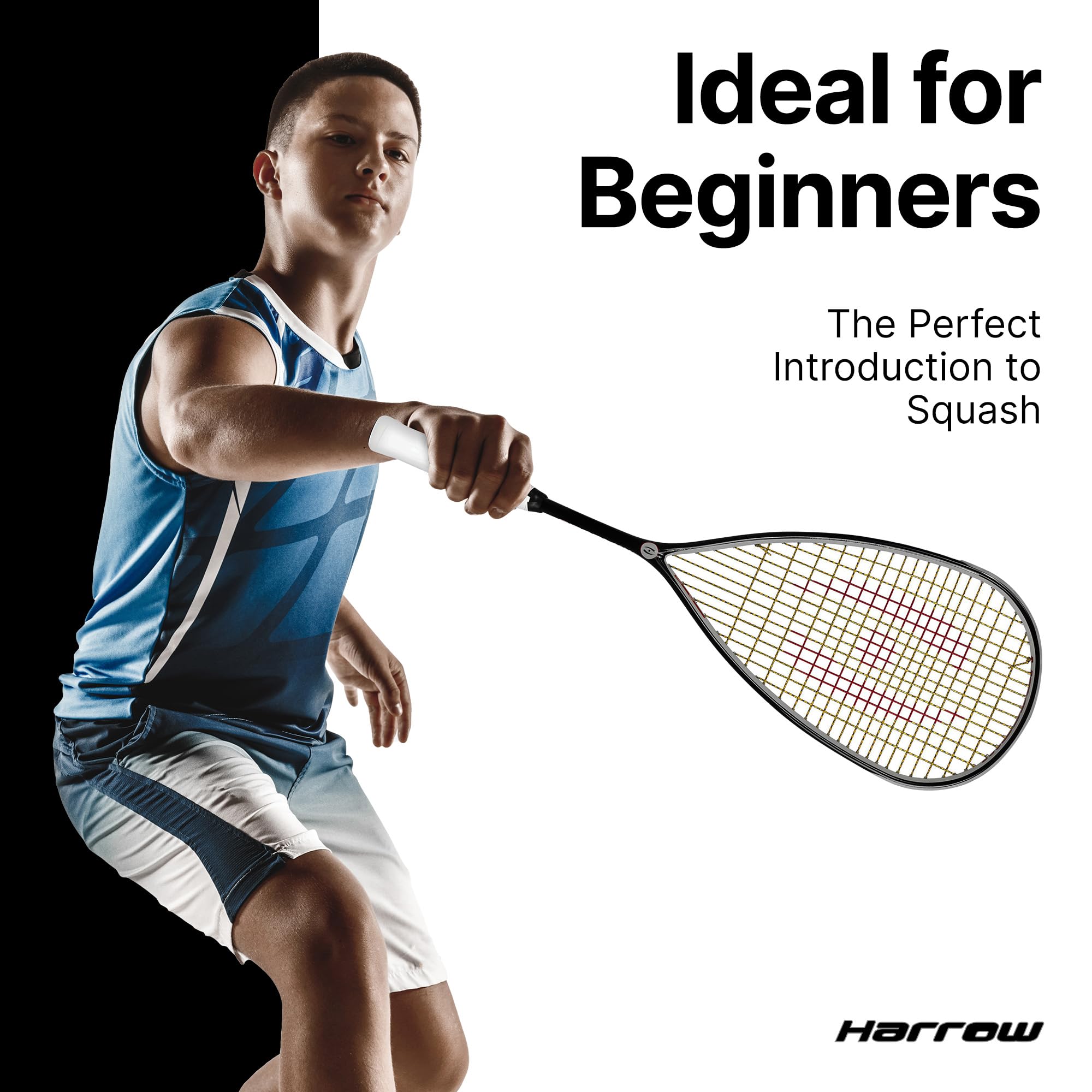 Harrow Sports Storm 145 Squash Racquet for Beginners | Enhanced Power & Precision | Carbon-Graphite Composition | Lightweight at 145 g | Squash Racquet in Black and Maroon