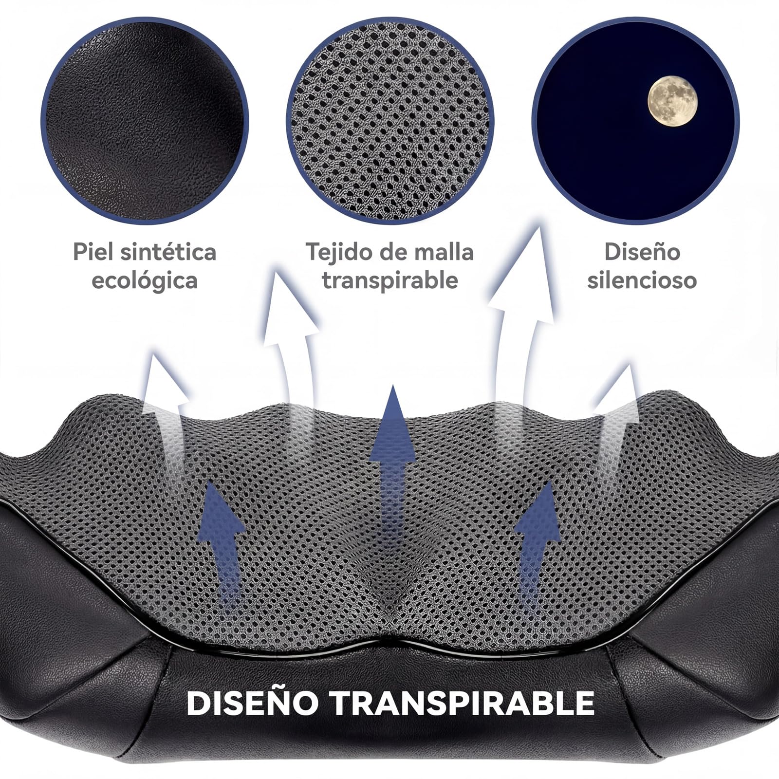 Masajeador Cervical y Espalda con Calor, Shiatsu 16 Cabezales 3D, 3 Modos Masaje Profundo, Regalo para Oficina y Hogar