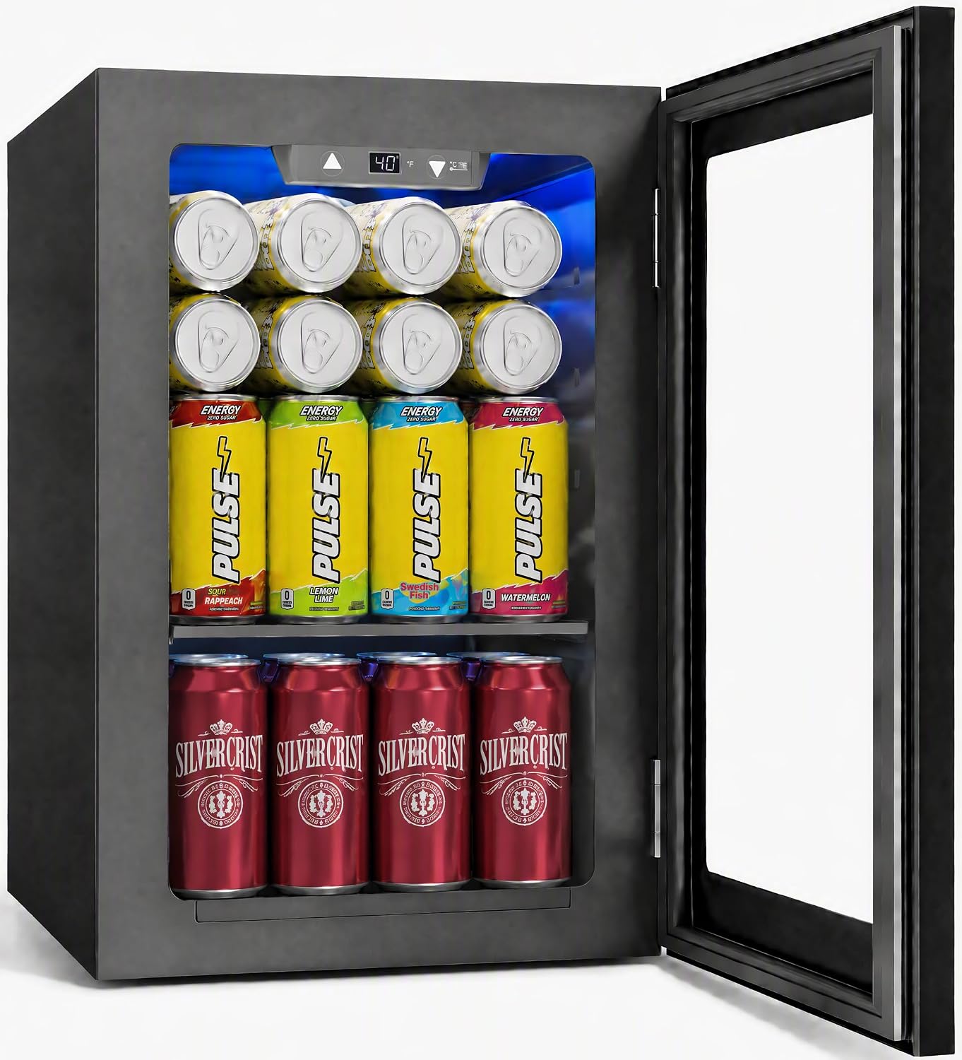 Icyglee 24 Can Mini Fridge, 0.6 Cu.Ft Beverage Refrigerator Cooler, Black