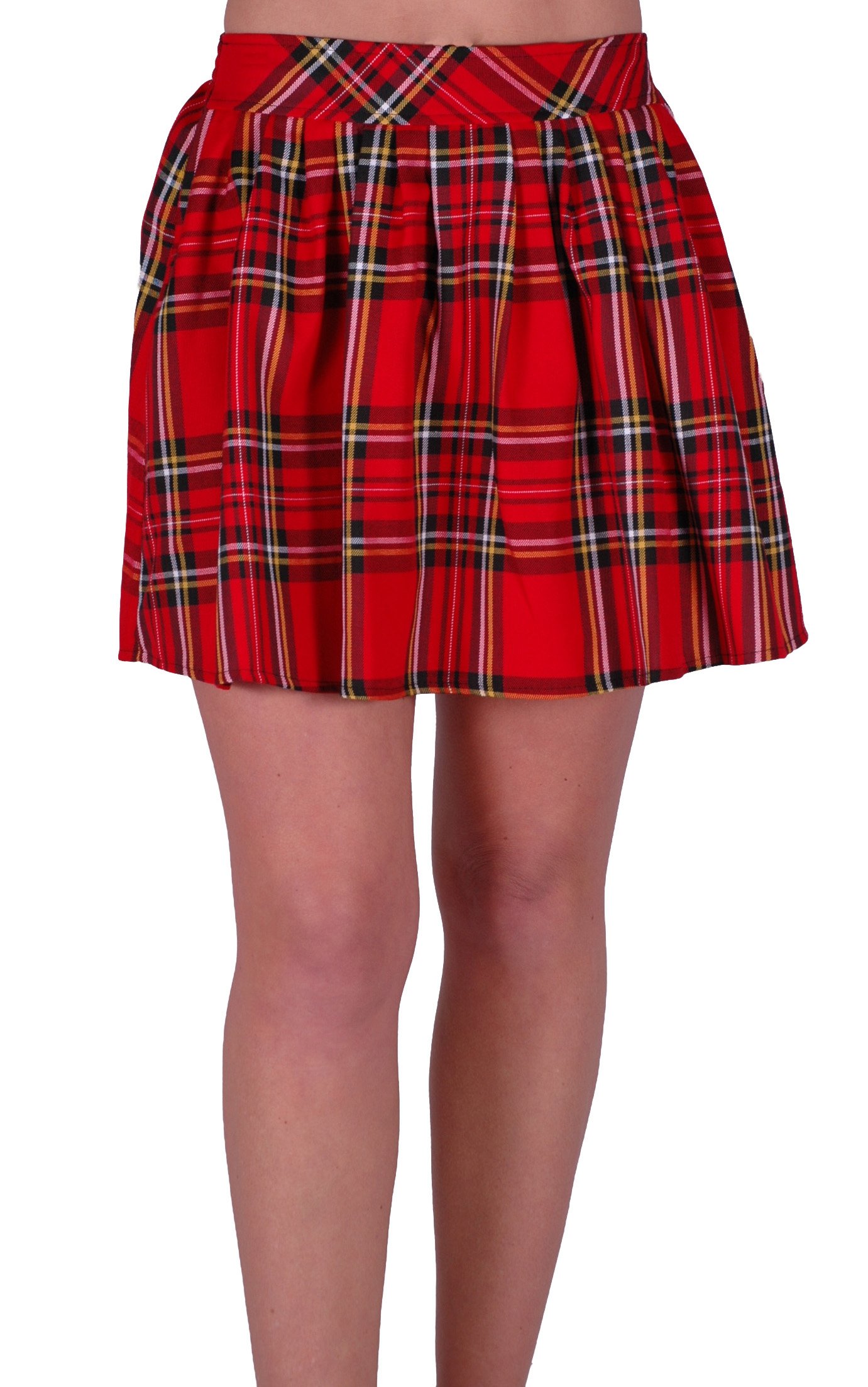 Eye Catch - Imogen Elasticated Womens Tartan Mini Skirt Red Size 18