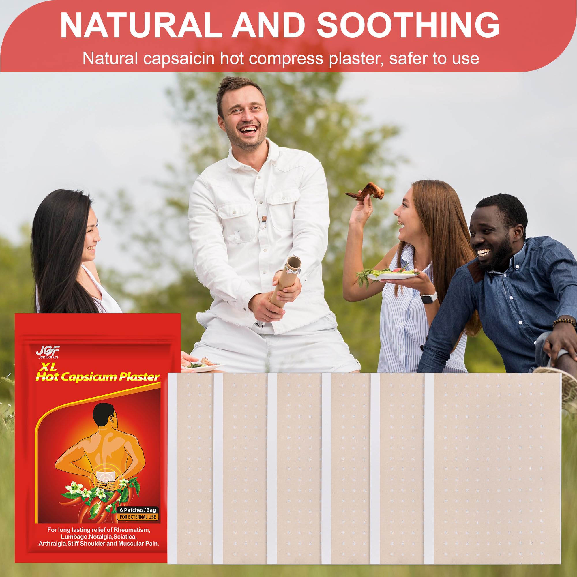 Capsaicin Patch, Capsicum Patches, XL Hot Capsicum Pflaster, 60 Stück