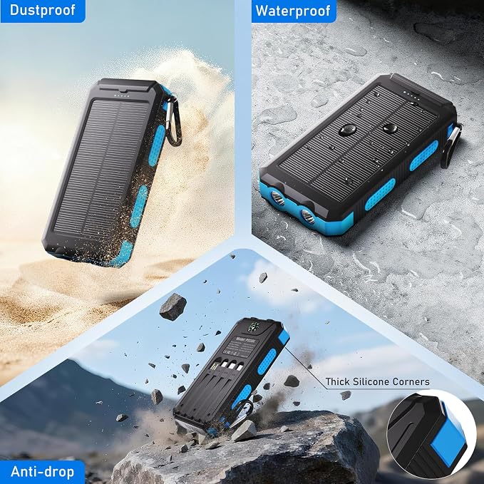 Durecopow Power Bank Solar 20000mAh con 4 cables y 3 puertos miniatura 7