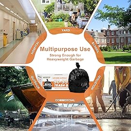 50-55 Gallon Black Trash Bags 120 Count - 40\'\'x50\'\' Extra Large 50+ Gallon Garbage Bags,Unscented Strong Huge Can Liners for Construction Industrial Yard Outdoor Commercial