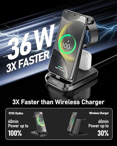 Miniatura 3 de VCVS Estación de carga rápida 3 en 1 todo en uno cargador USB-C de 36 W para Samsung Galaxy S24S23, Watch Ultra76, auriculares