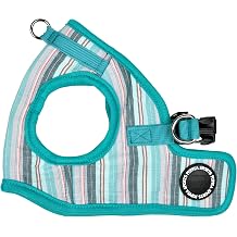 Puppia Theros Dog Vest Harness B Step-in Fashionable Striped Pattern Spring Summer Harness for Small and Medium Dogs, Aqua, Small