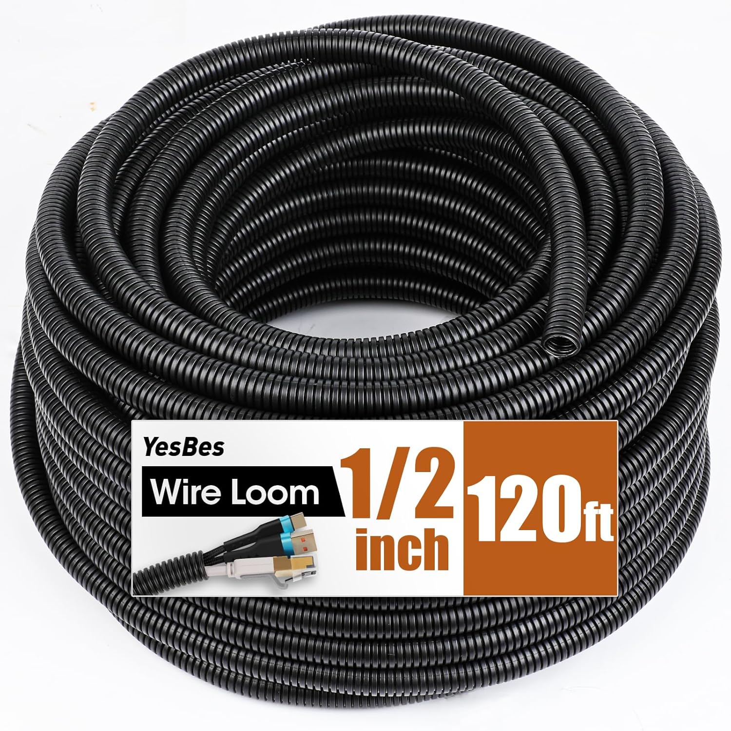 120 FT Wire Loom 1/2 Inch, Split Wire Loom Tubing Wire