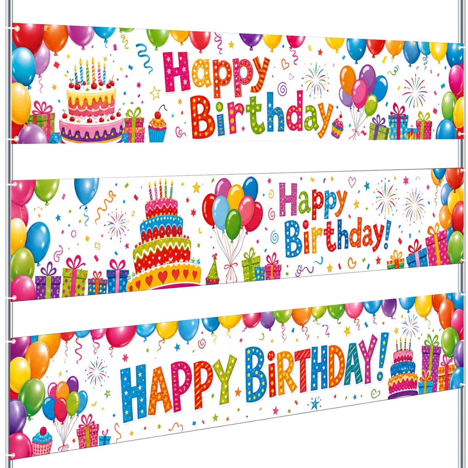 Remagr Birthday 3 Pcs Banner Party Decorations