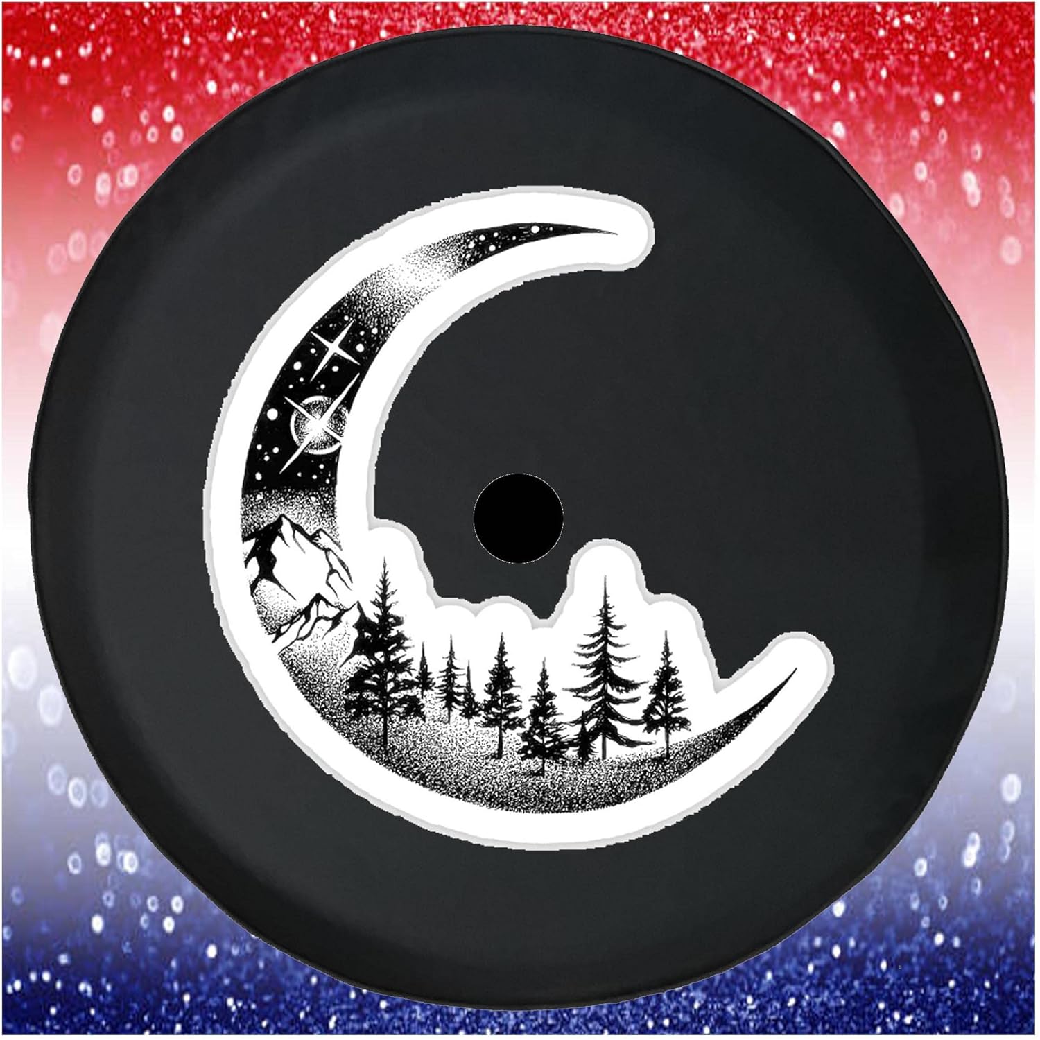 Spare Tire Cover Moon Outdoors Night Sky Black Accessories for Trailers Trucks SUVs RV Campers 32-33 Inch
