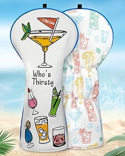 Big Teeth Golf 19th Hole Driver Headcover, Drink-Themed Cover,Funny and Cute Putter Cover White Golf Club Covers Golf Gifts