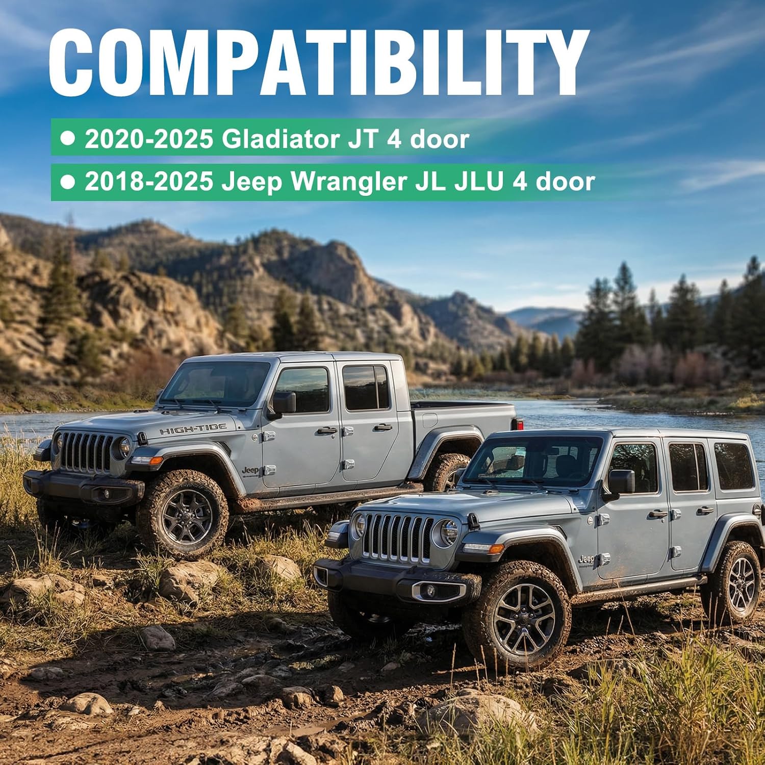 HOCHO Fit for Jeep Door Sill Guards, Upgraded Thicker Rubber US Flag Pattern Door Sill Guards Fit for 2018-2025 Jeep Wrangler JL JLU Accessories & Gladiator Accessories 4 Doors