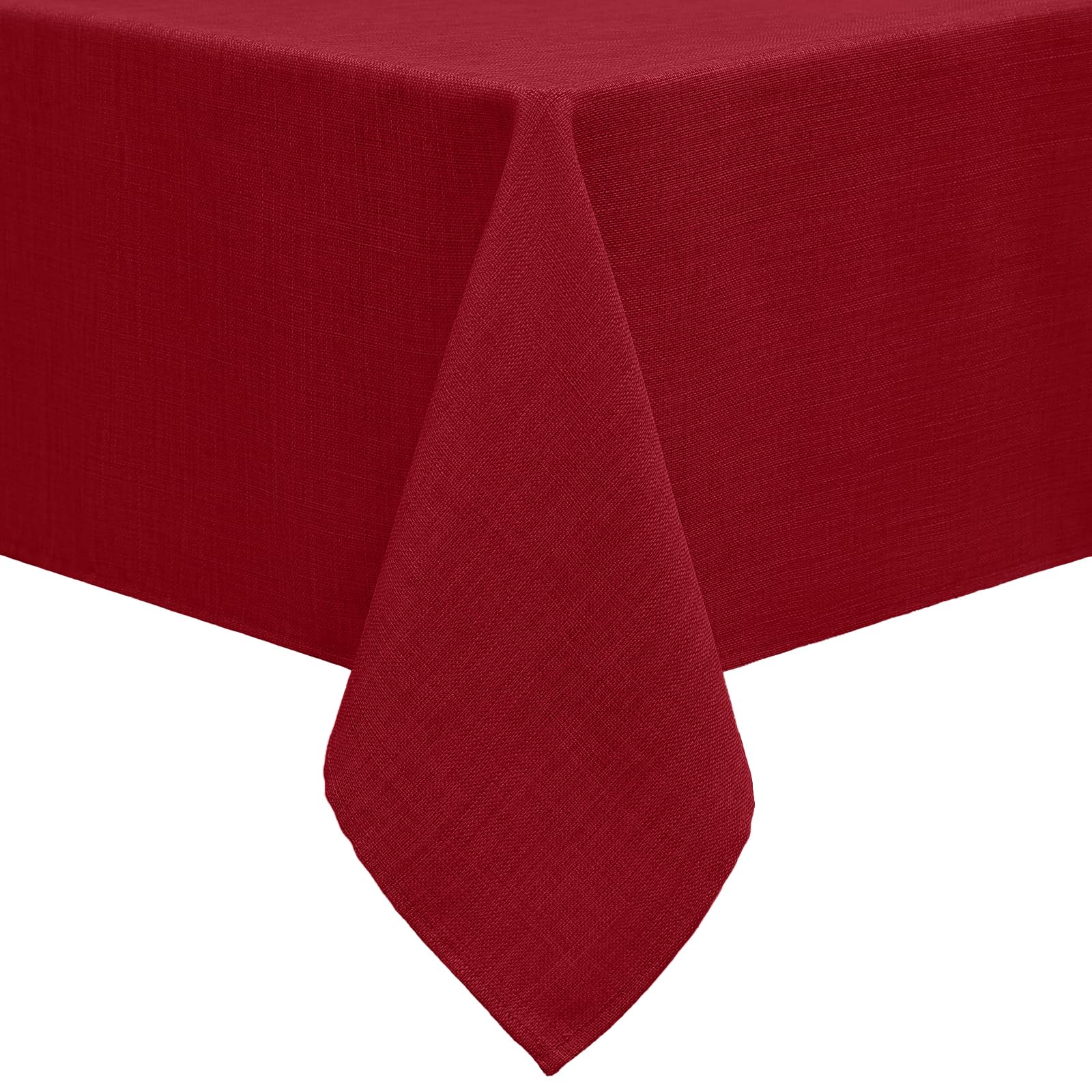 smiry Tischdecke Abwaschbar Lotuseffekt Eckig 140 x 180 cm Wasserabweisend Leinenoptik für Party Deko, Rot