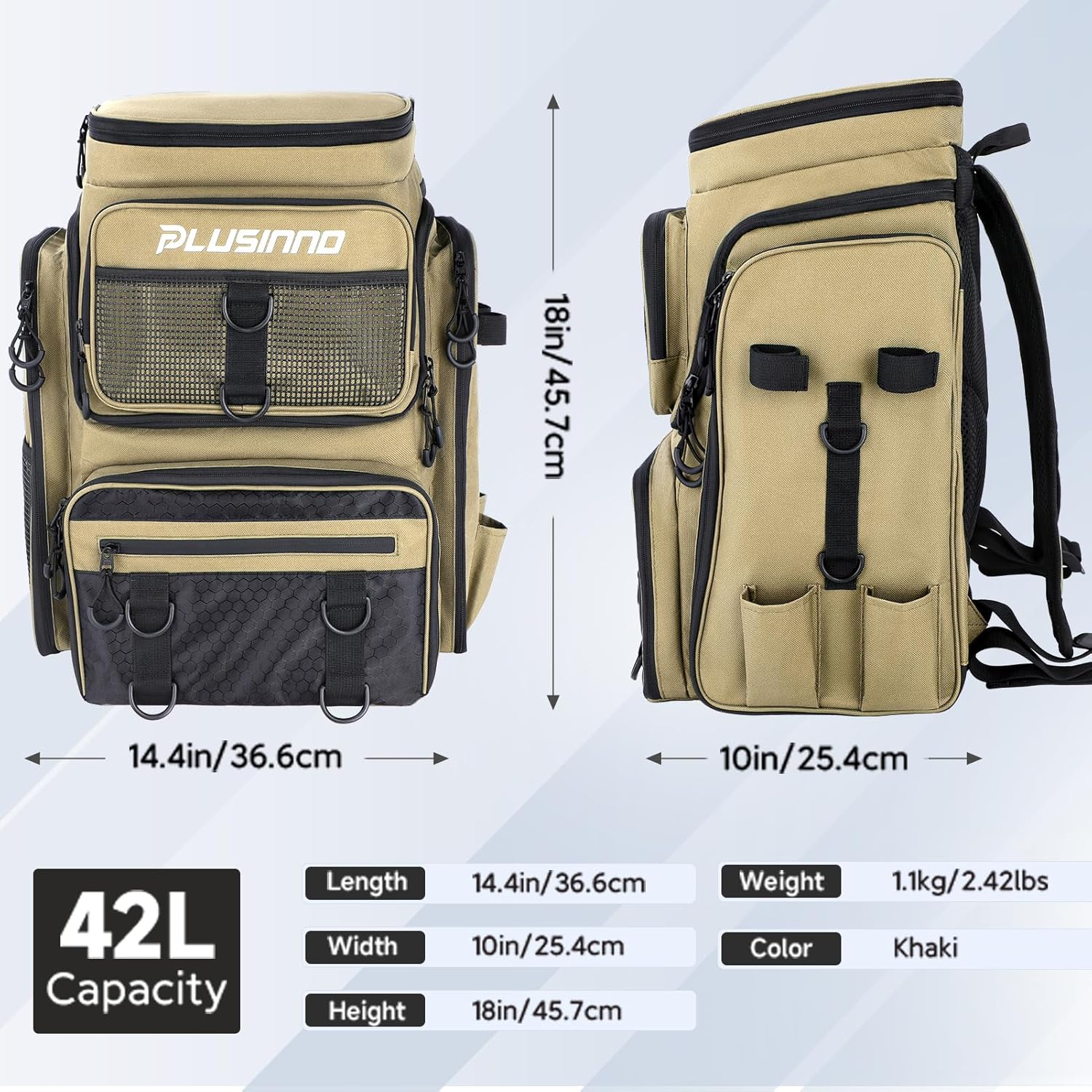 PLUSINNO Tool Bags Backpack Tackle Bag, Water-Resistant Fishing Backpack with Rod Holder, Ideal Fishing Gifts for Men…
