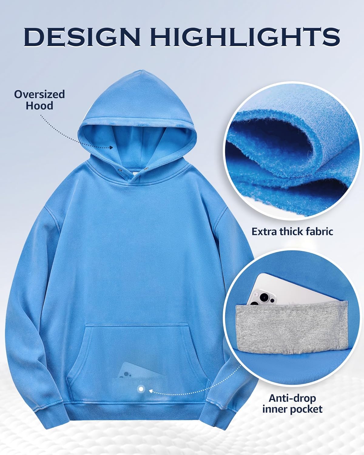 MY'S Womens Oversized Acid Wash Hoodie, Heavyweight Vintage Pullover, Fleece Cotton Sweatshirt for Couples, Unisex Streetwear - Image 5