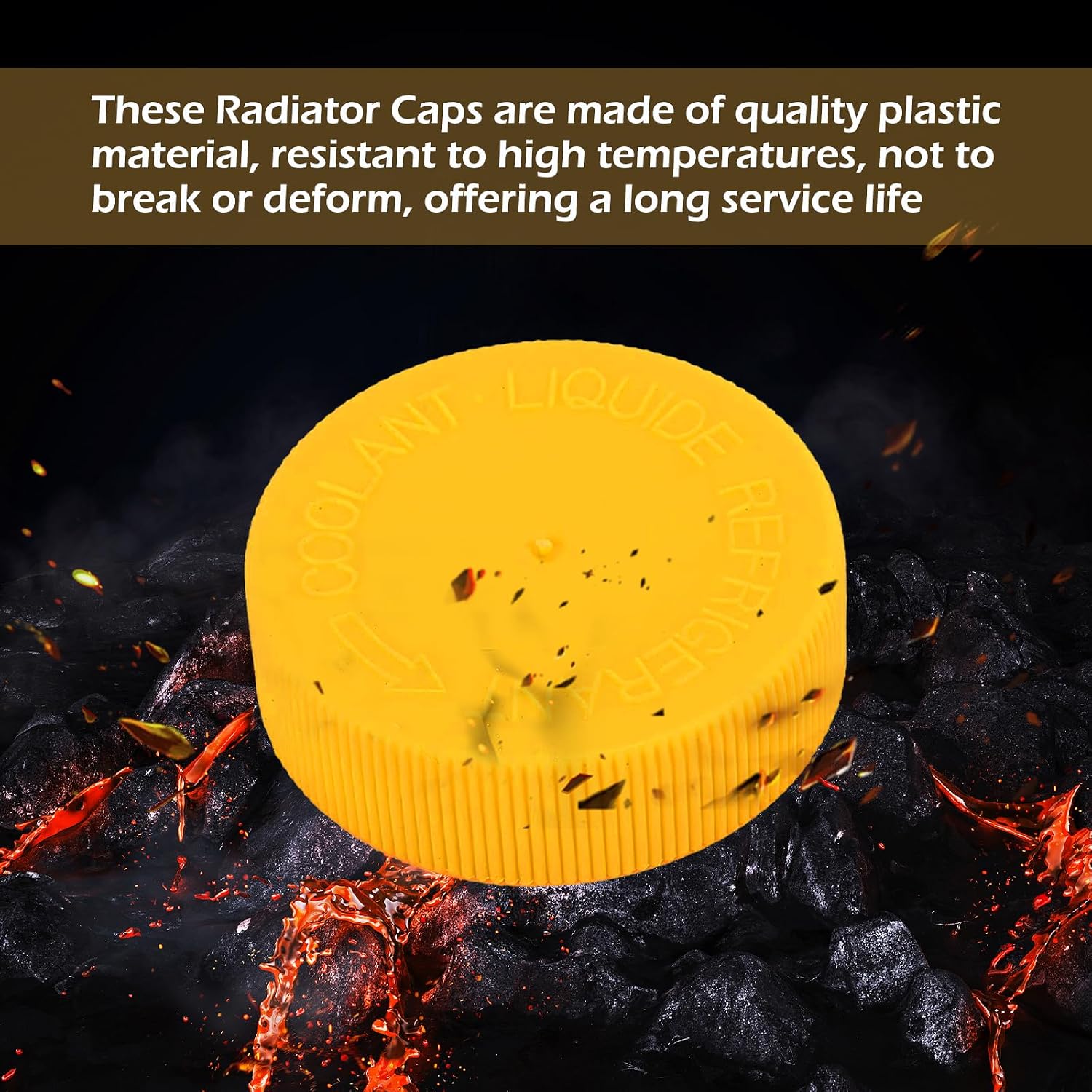 2PCS Coolant Overflow Reservoir Cap, Coolant Reservoir Tank, Engine Radiator Coolant Water Tank Reservoir Cap, Compatible with Infiniti Nissan Renault, Replaces OEM# 21712-79900 (Yellow)