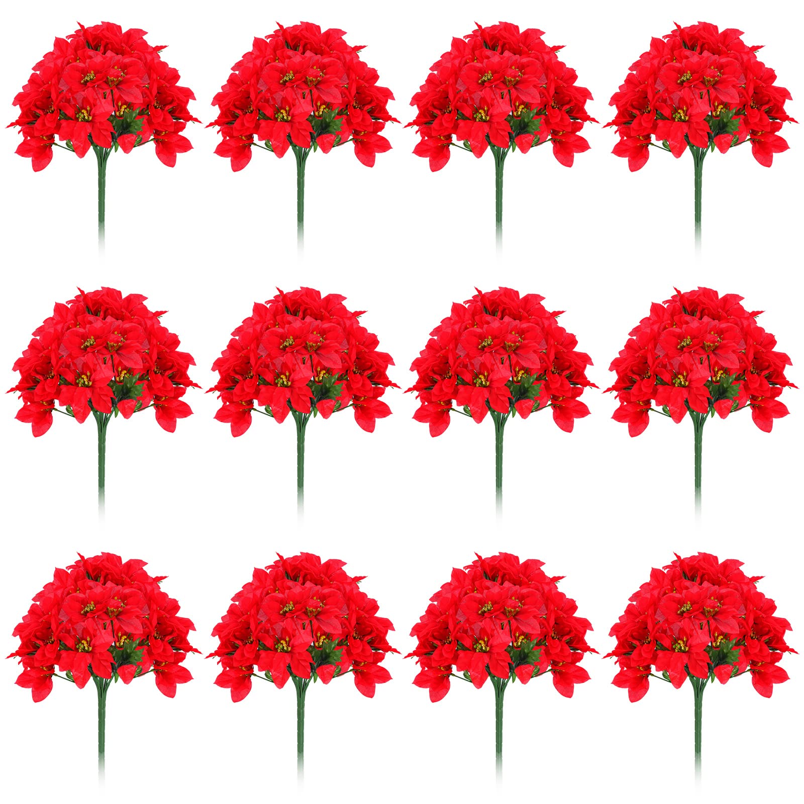 7 Köpfe Weihnachten Künstliche Weihnachtssterne Blumen Faux Weihnachtsstern Busch Blumensträuße Seide Weihnachtsstern Weihnachtsbaum Ornamente Weihnachtsstern Blumenstrauß Dekorationen für Xmas Party