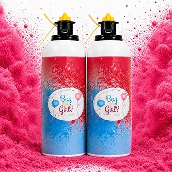 Gender Reveal Giant Size Fire Extinguisher 2 Packs Large 100% Biodegragable Pink Smoke Spray Color Powder Smoke Bomb | Blasts 10+ Feet 700g| Baby Gender Reveal Party Decorations & Ideas
