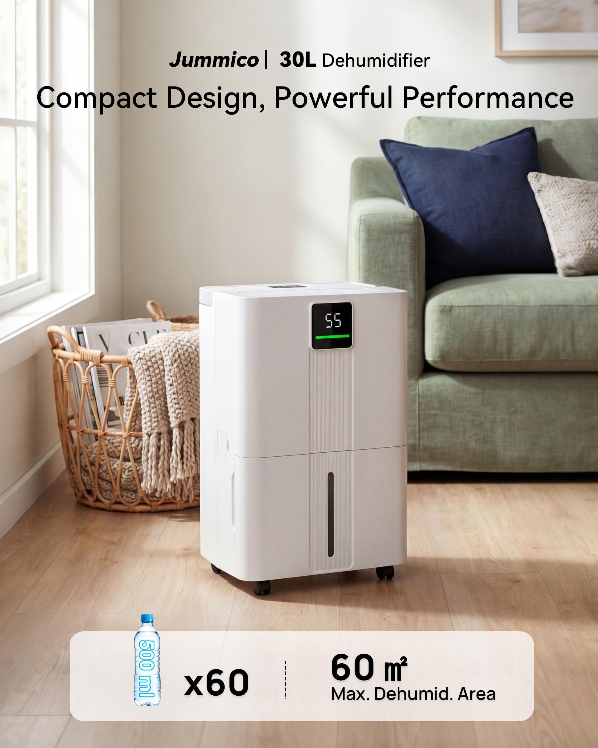 JUMMICO Deumidificatore 30L/Giorno Smart con Wi-Fi e Timer